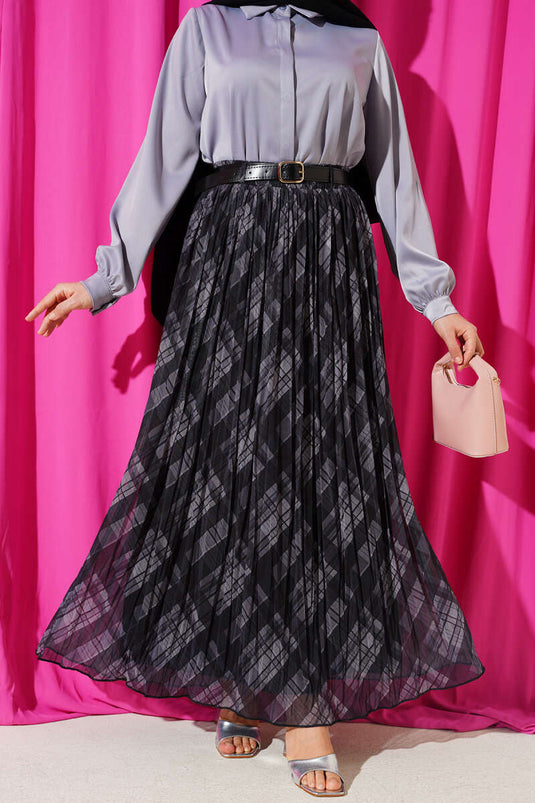 Jupe évasée en tulle avec ceinture Ekoseli, couleur fumée