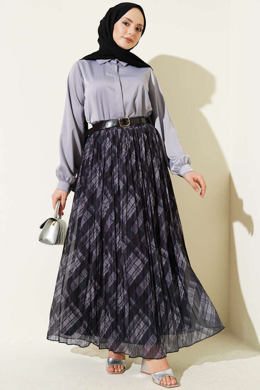 Jupe évasée en tulle avec ceinture Ekoseli, couleur fumée