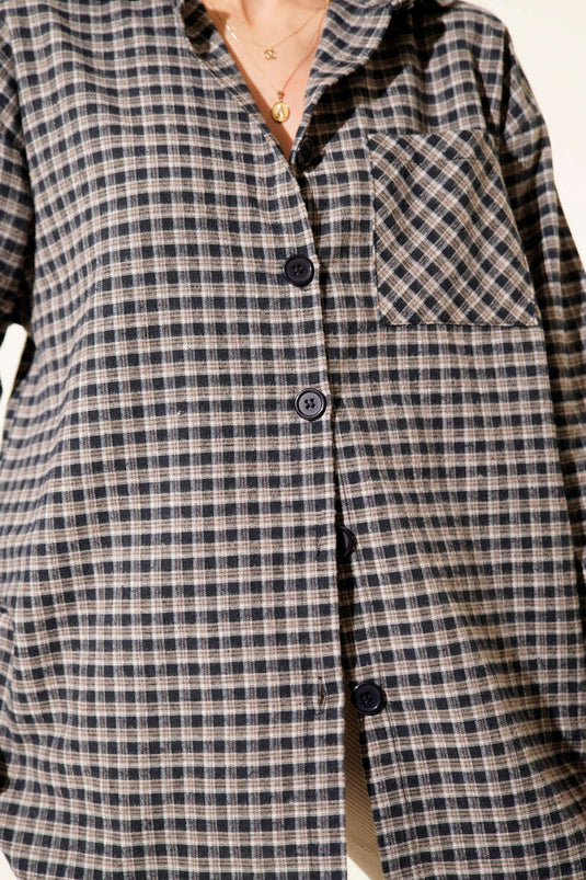 Chemise à carreaux oversize camel