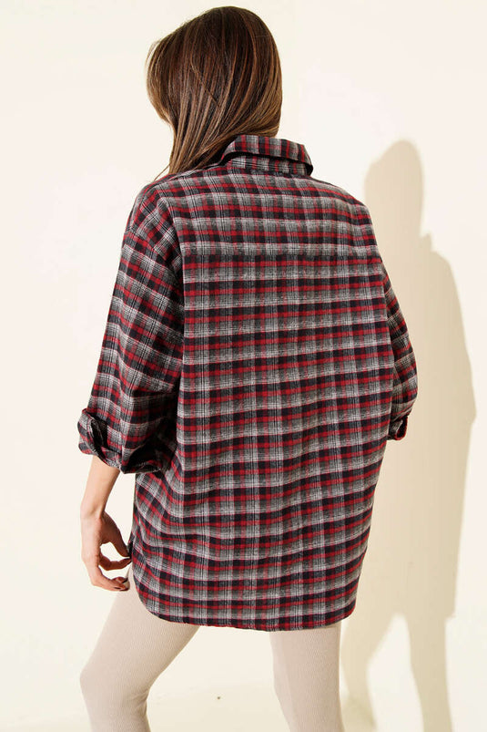 Plaid Oversize Shirt, Smoke Grey