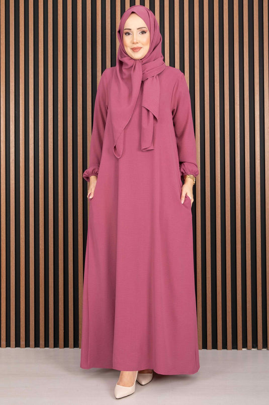 Robe et châle assorti ensemble voilé duo couleur corail fané