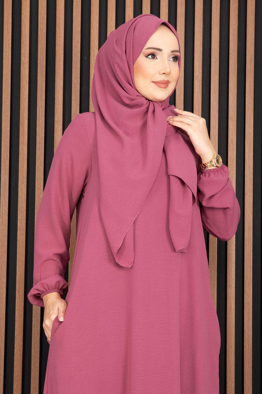 Elbise & Uyumlu Şal Tesettür İkili Kombin Gülkurusu