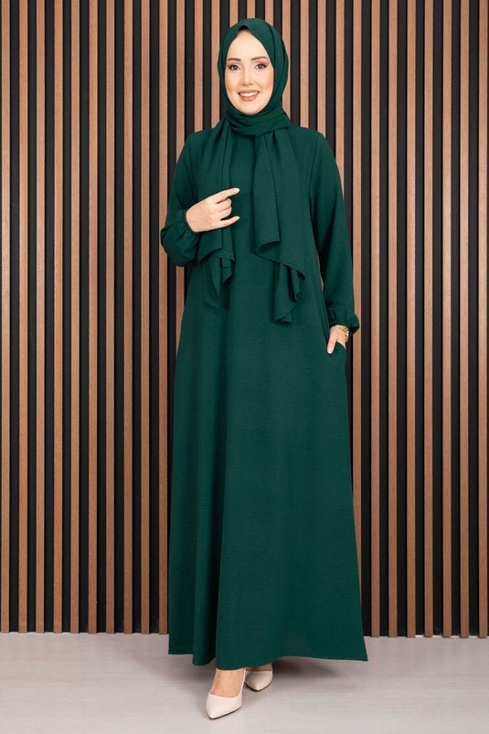 Robe et châle assorti ensemble voilé émeraude