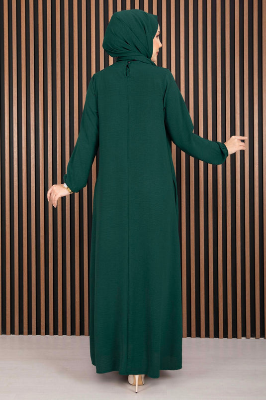 Robe et châle assorti ensemble voilé émeraude