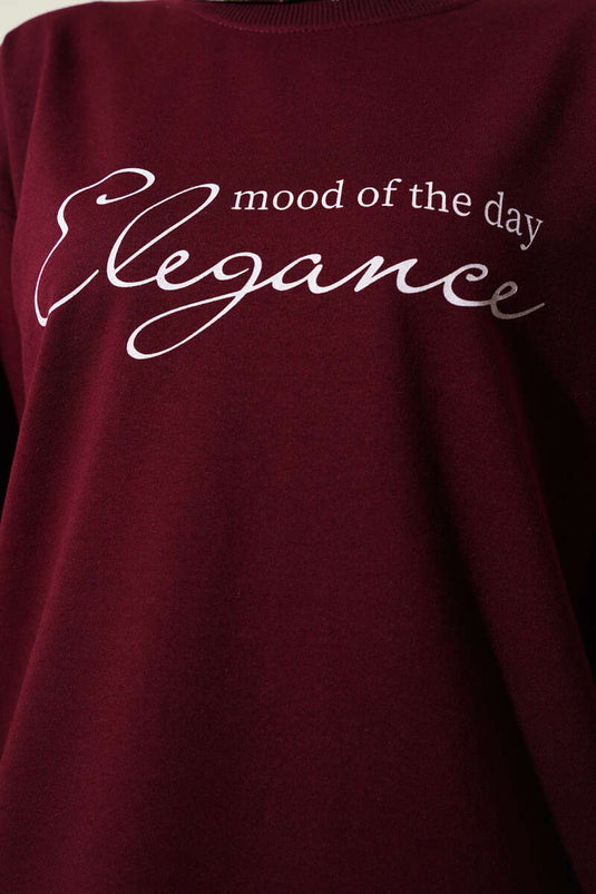 Elegance Baskılı İki İplik Tunik Bordo