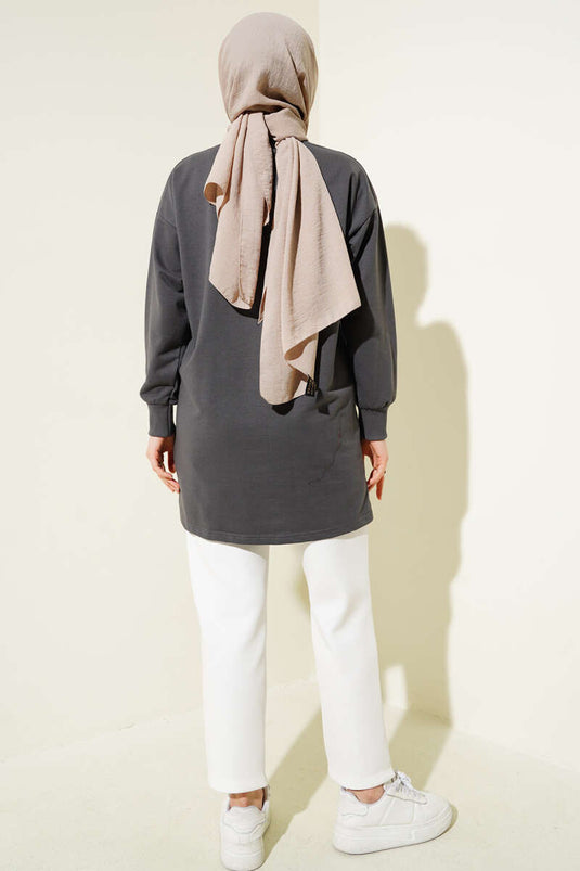 Elegant bedrukte tuniek met twee draden, rook