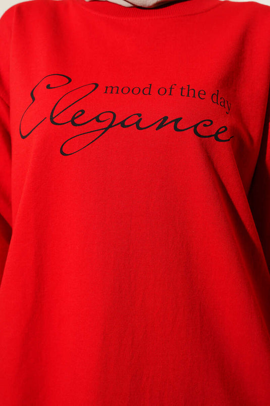 Elegance Baskılı İki İplik Tunik Kırmızı
