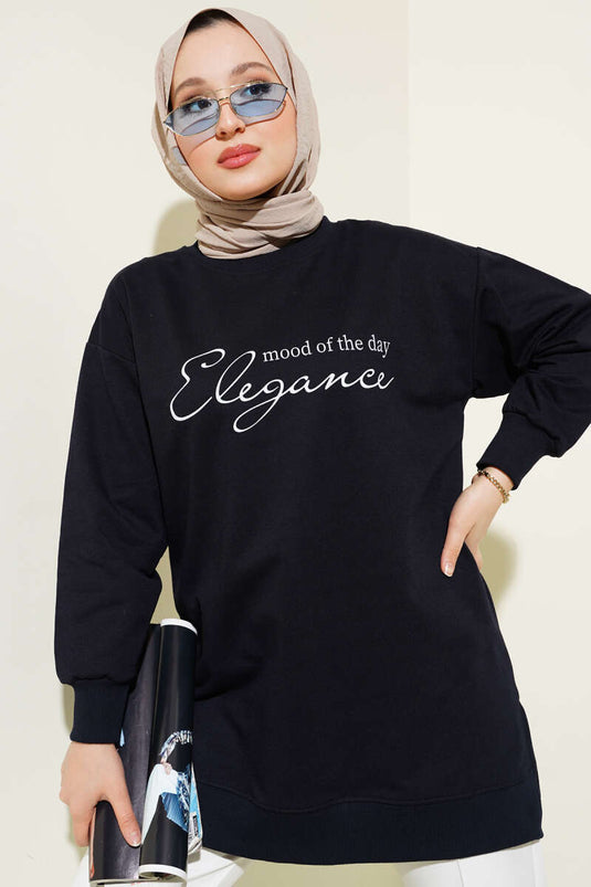 Tunique en double fil avec impression Élégance Bleu marine