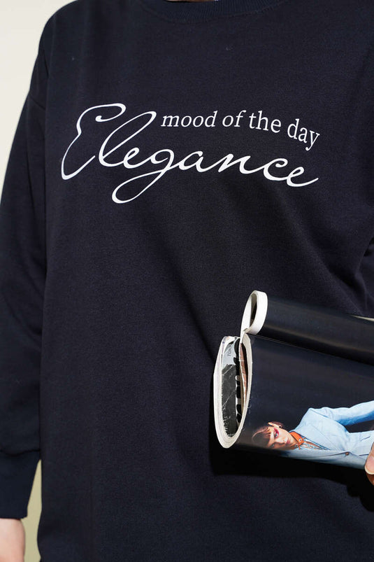 Tunique en double fil avec impression Élégance Bleu marine