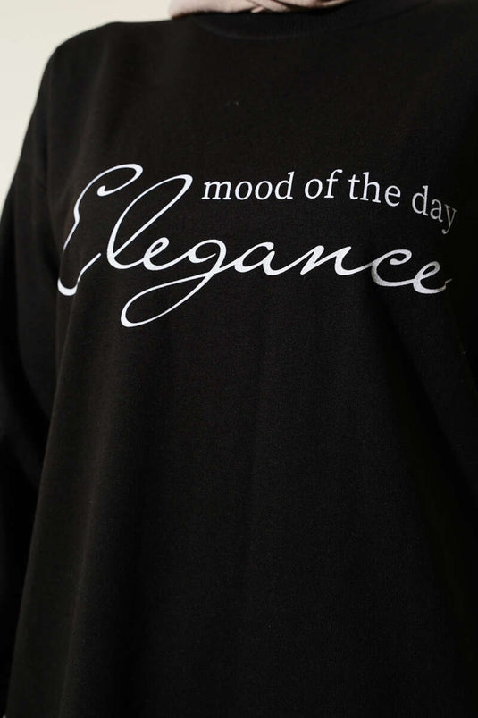 Elegance Printed Two Thread Tunic Black