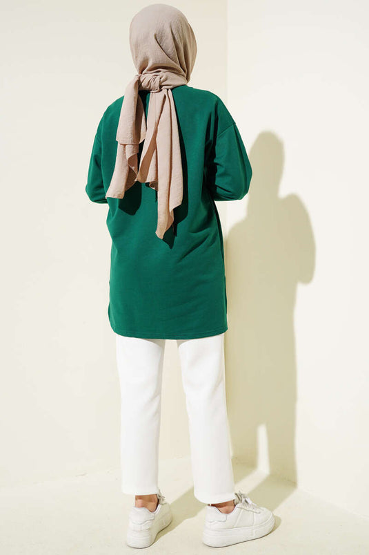 Elegance Printed Two Thread Tunic Green