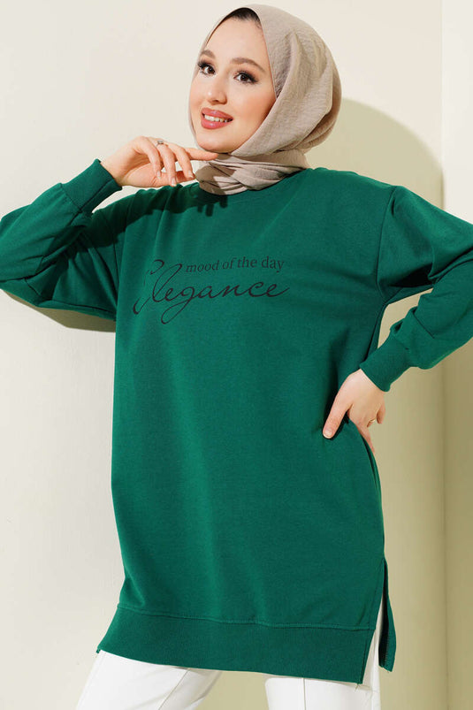 Elegance Printed Two Thread Tunic Green