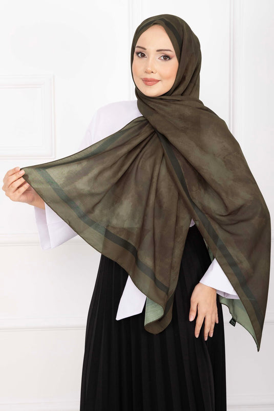 Elegance Desenli Şal Serisi Koyu Haki