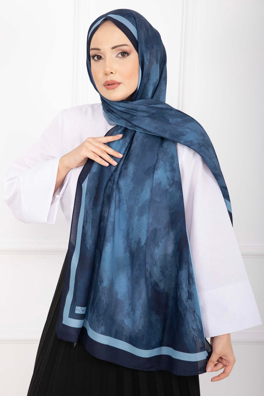 Elegance Desenli Şal Serisi Lacivert