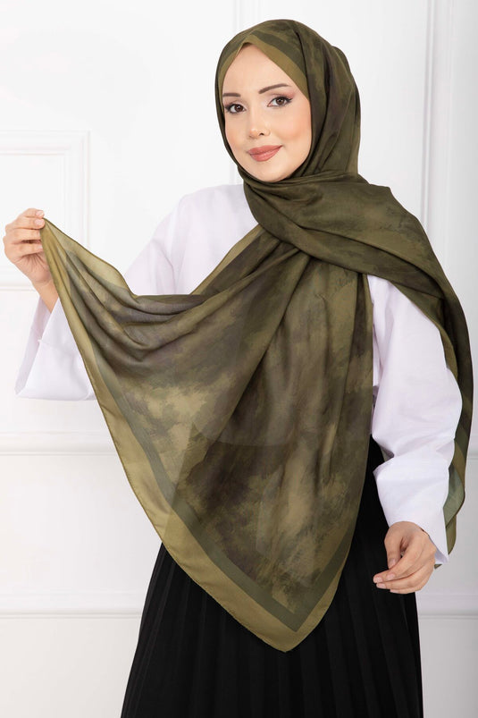 سلسلة الأوشحة المزخرفة الأنيقة باللون الأخضر الزيتي