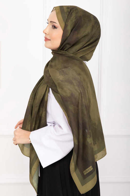 Elegantie Patroon Sjaal Serie Oliegroen