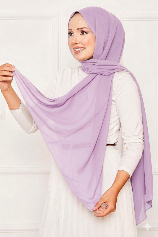 Série Écharpe Krep Douce Élégante Lilas