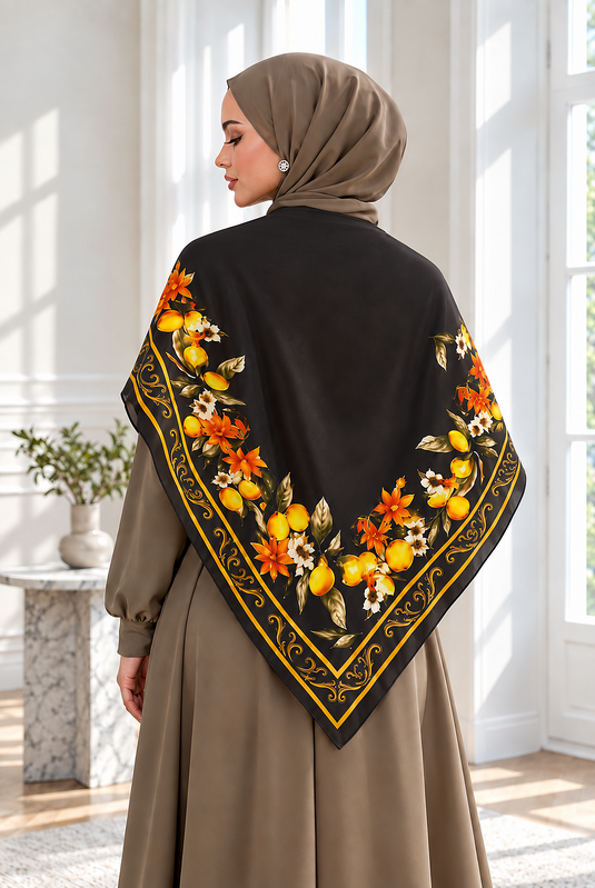 Elite Patterned Shoulder Shawl - Scarf Series Coffee