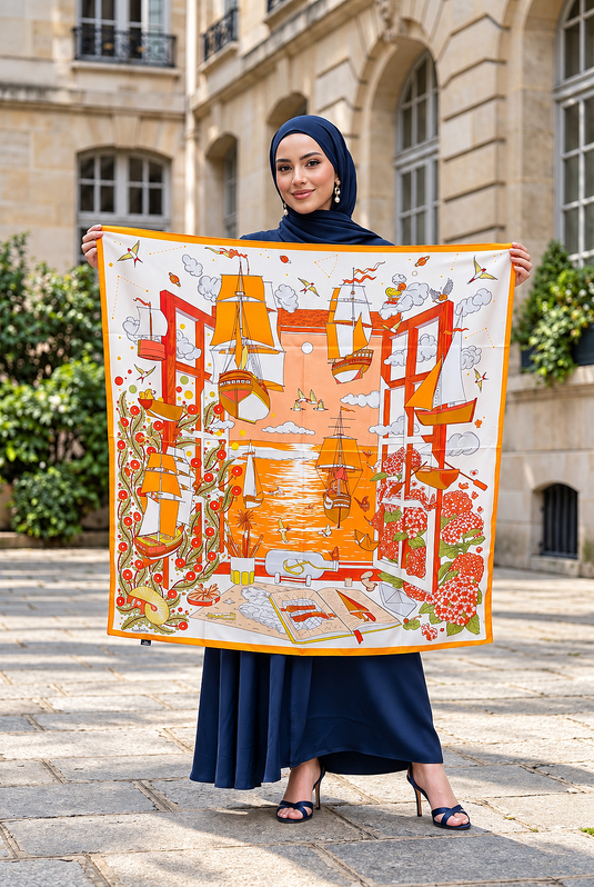 Elite Muster Schulter Schal - Halstuch Serie Orange