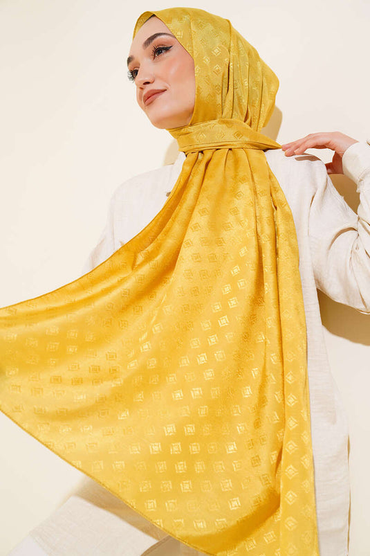 شال جاكار بنمط ماسي زيتي أخضر