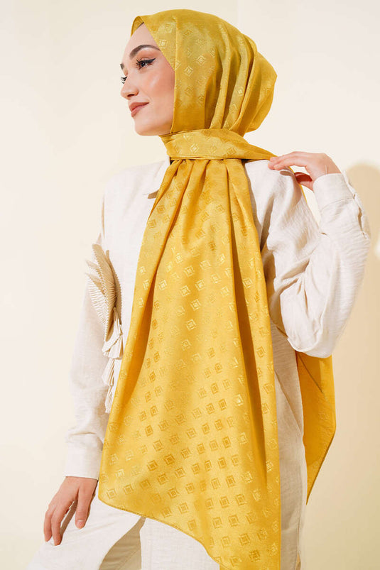 شال جاكار بنمط ماسي زيتي أخضر