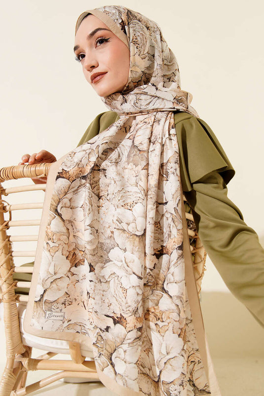 Elora Series Patterned Modal Scarf Beige