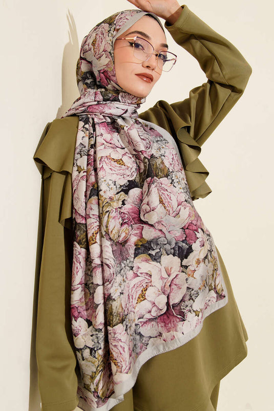 Elora Series Patterned Modal Scarf Grey