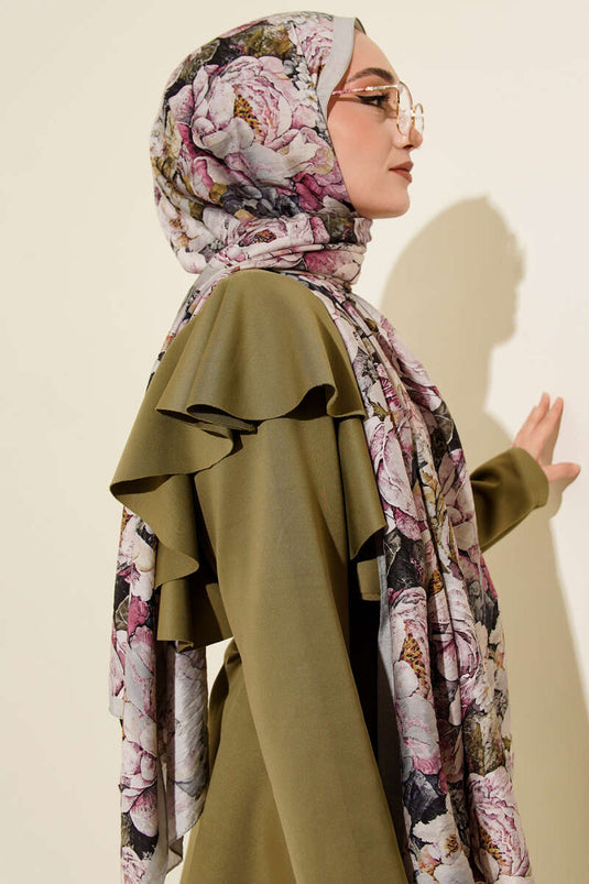 Elora Series Patterned Modal Scarf Grey