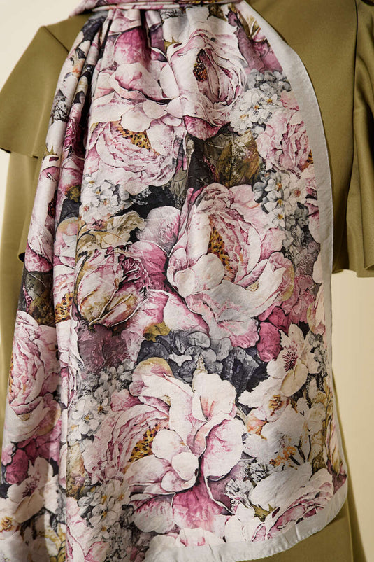 Elora Serisi Desenli Modal Şal Gri