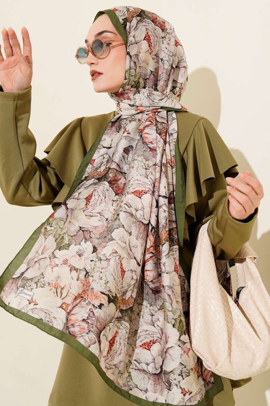 Elora Series Patterned Modal Scarf, Khaki