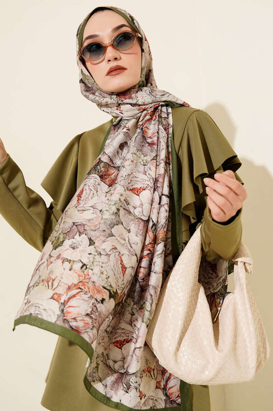 Elora Series Patterned Modal Scarf, Khaki