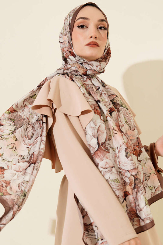 Écharpe en modal à motifs de la série Elora, marron