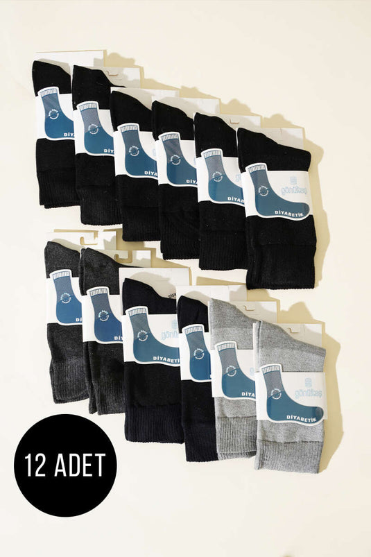 Men's 12-Pack Bamboo Diabetic Socks Assortment 1