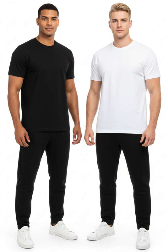 Men's 2-Pack Basic T-shirts, Black and White