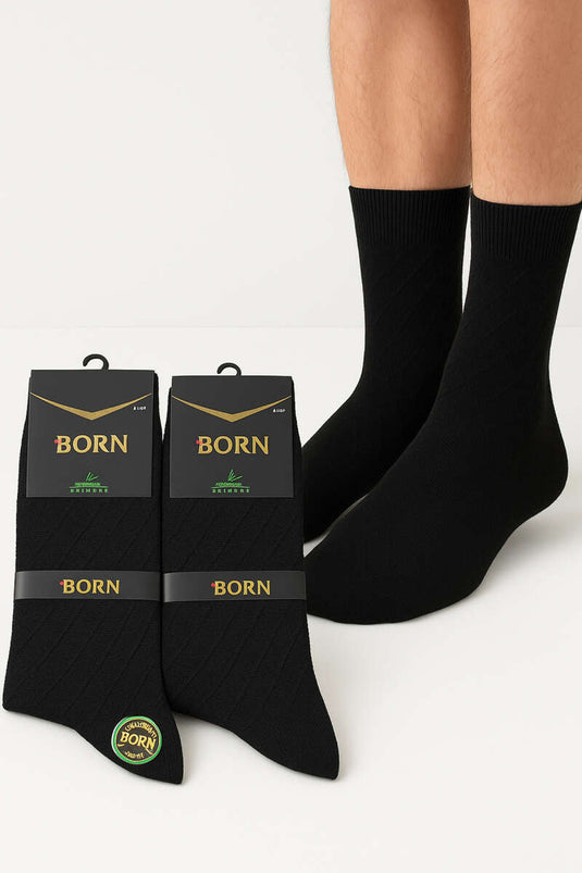 Lot de 3 paires de chaussettes noires en bambou à motif baklava pour homme