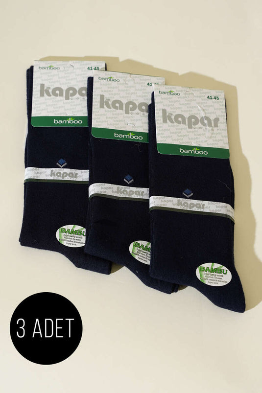 Men's 3-Pack Bamboo Ankle Socks, Navy Blue