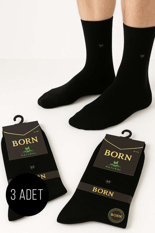 Lot de 3 paires de chaussettes courtes en bambou pour homme, noires