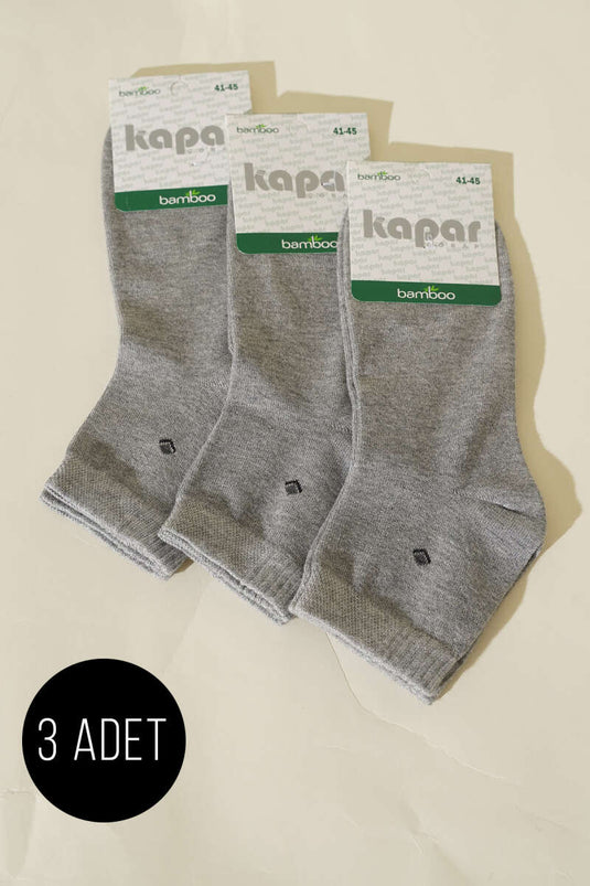 Men's 3-Pack Bamboo Half Leg Socks Gray