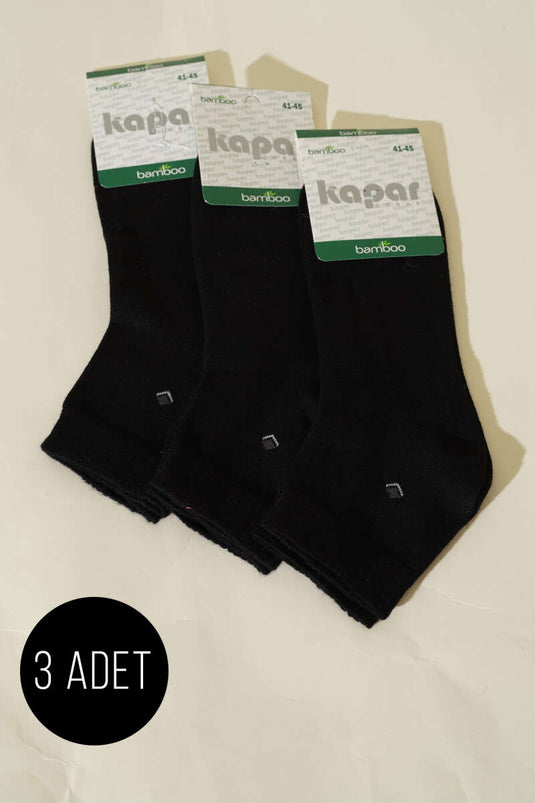 Men's 3-Pack Bamboo Half-Ankle Socks Black