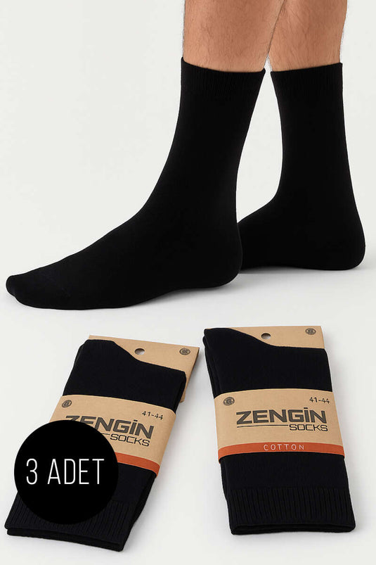 Herren-Socken aus Frottee, 3er-Pack, Schwarz
