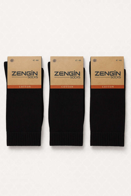 Herren-Socken aus Frottee, 3er-Pack, Schwarz