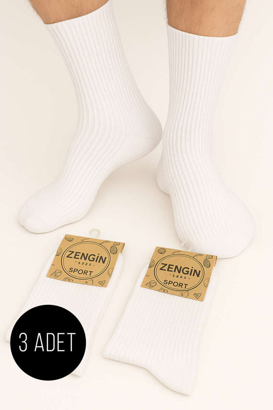 Lot de 3 paires de chaussettes blanches à semelle éponge pour homme