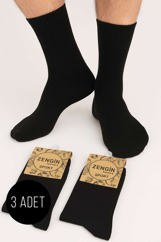 3er-Pack Herren-Knöchelsocken mit Frotteesohle, Schwarz