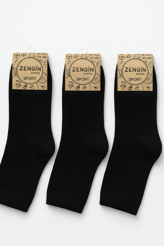 3er-Pack Herren-Knöchelsocken mit Frotteesohle, Schwarz