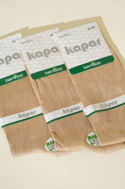 Erkek 3'lü Yazlık Bambu Soket Çorap Bej