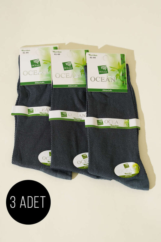 Erkek 3'lü Yazlık Soket Bambu Çorap Füme