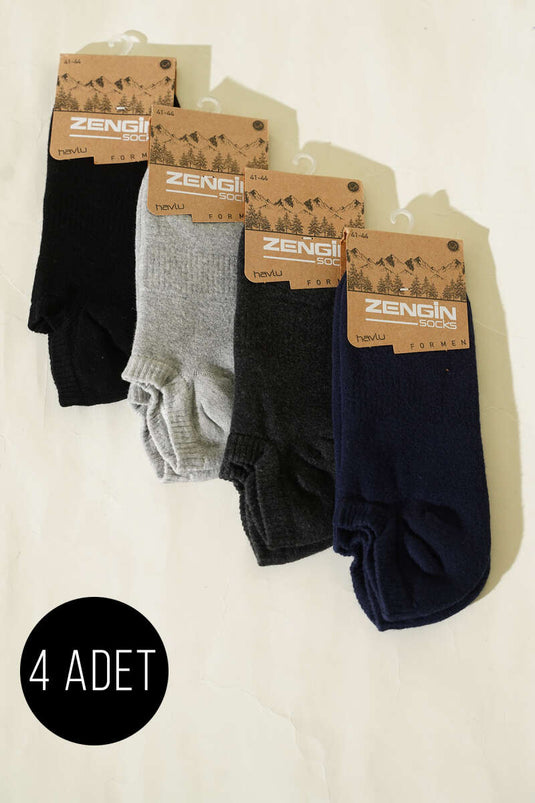 Men's 4-Piece Towel Sneakers Socks Assorted 1