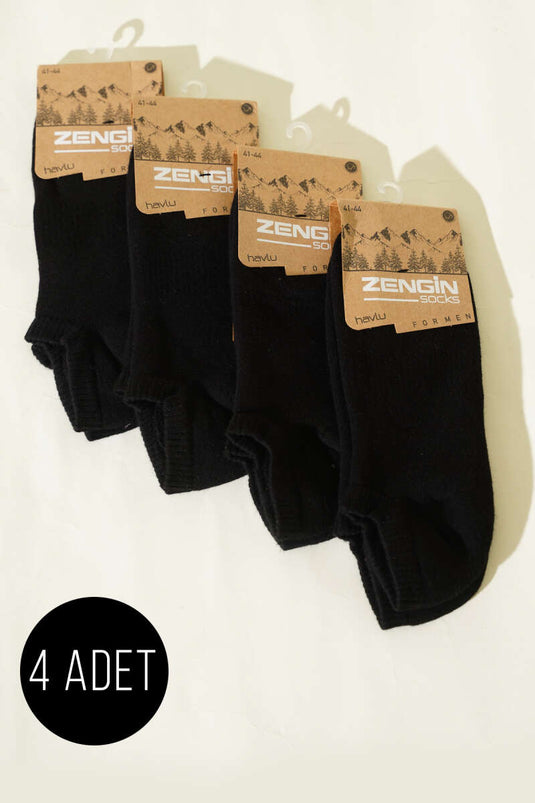 Men's 4-Piece Towel Sneakers Socks Black