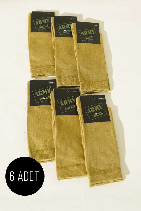 Men's 6-Pack Military Socks, Khaki