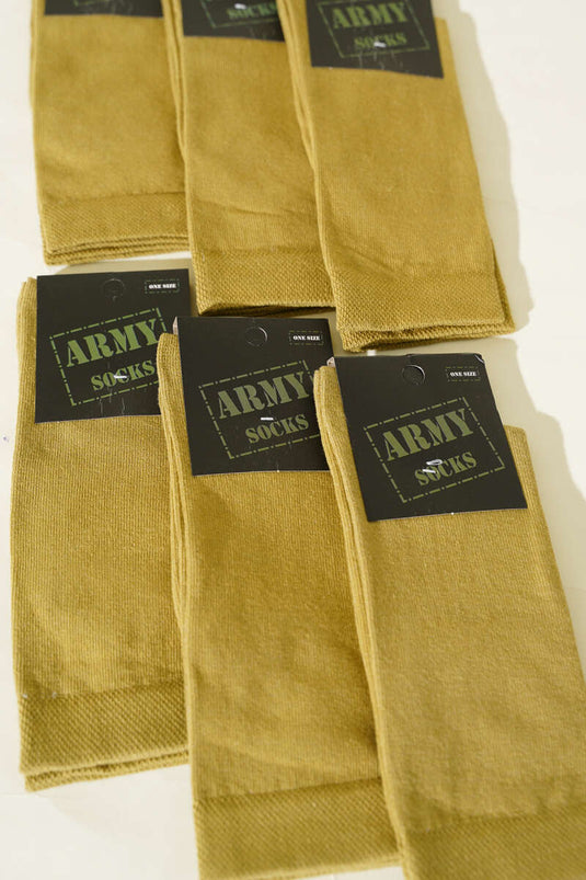 Men's 6-Pack Military Socks, Khaki